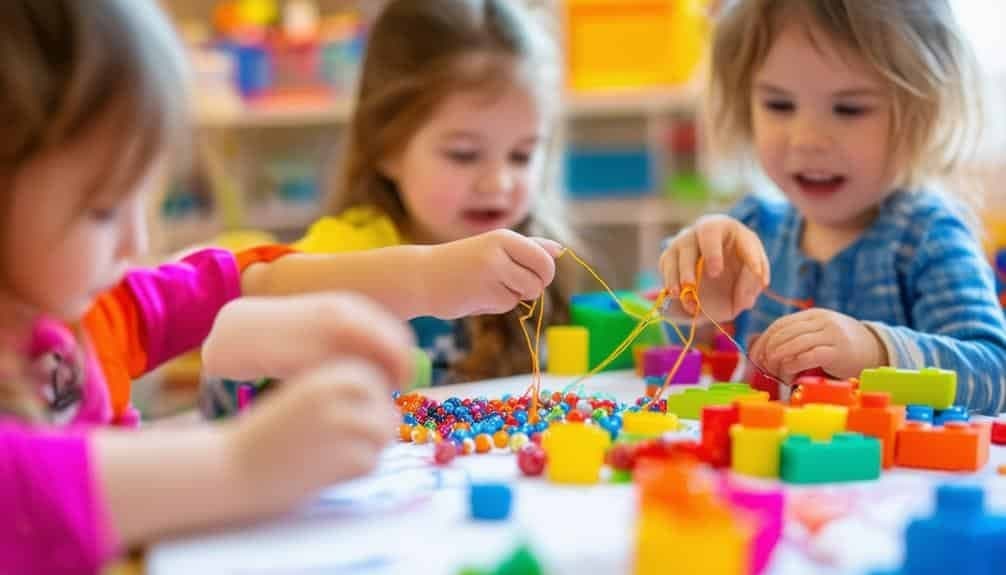 Children engaged in creative building activities