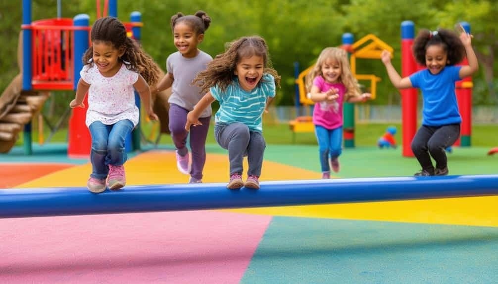 Group of children running and playing joyfully
